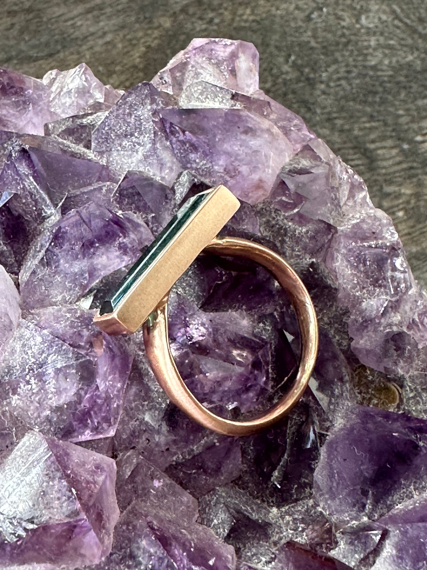 Untouchable Aura: Aqua Blue Tourmaline Rose Gold Ring