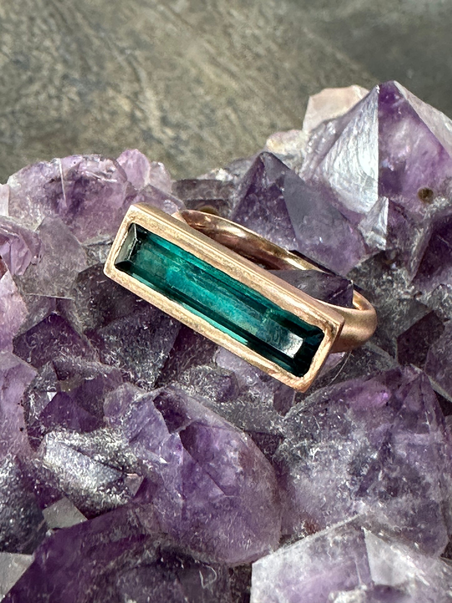 Untouchable Aura: Aqua Blue Tourmaline Rose Gold Ring