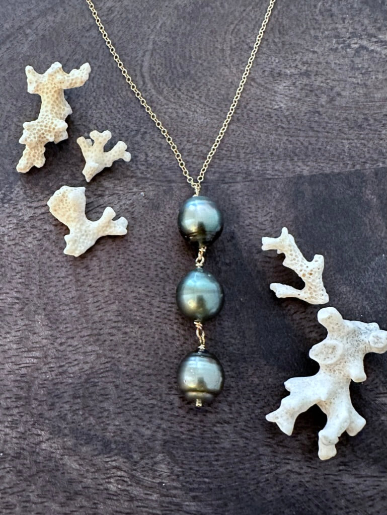Long Trio Cascade of Tahitan Pearls