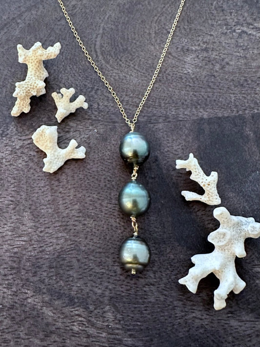 Long Trio Cascade of Tahitan Pearls