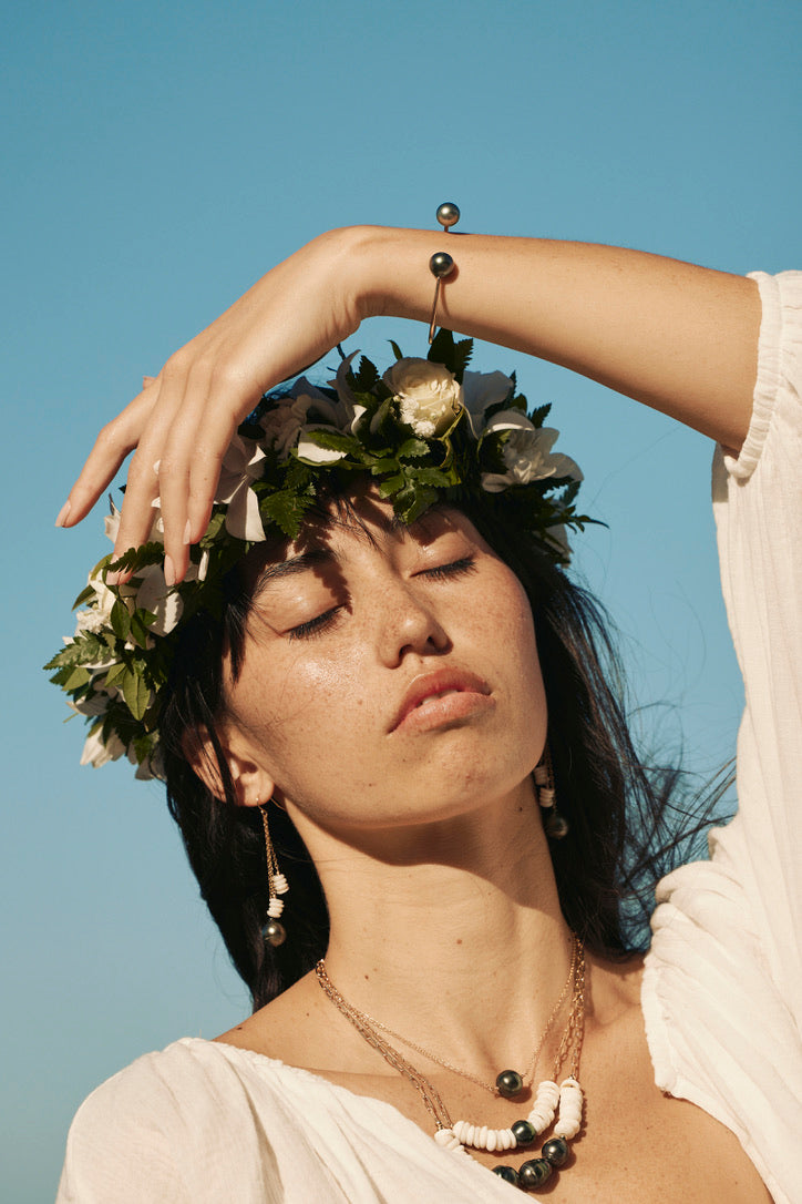 Twin Tides: Tahitian Pearl Duo Cuff Bracelet