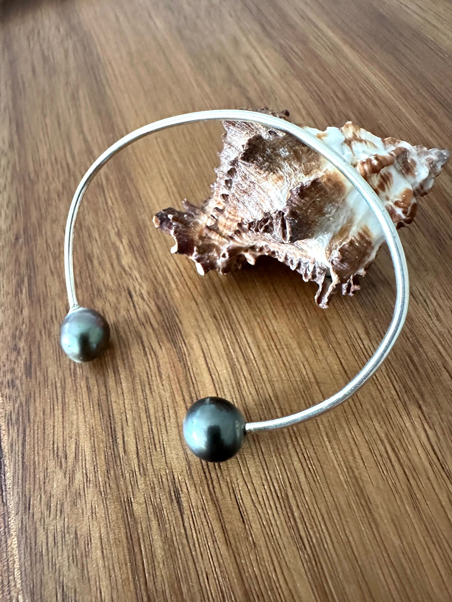 Twin Tides: Tahitian Pearl Duo Cuff Bracelet