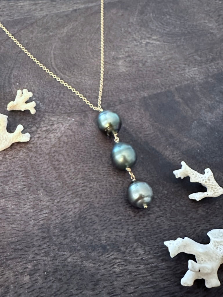 Long Trio Cascade of Tahitan Pearls