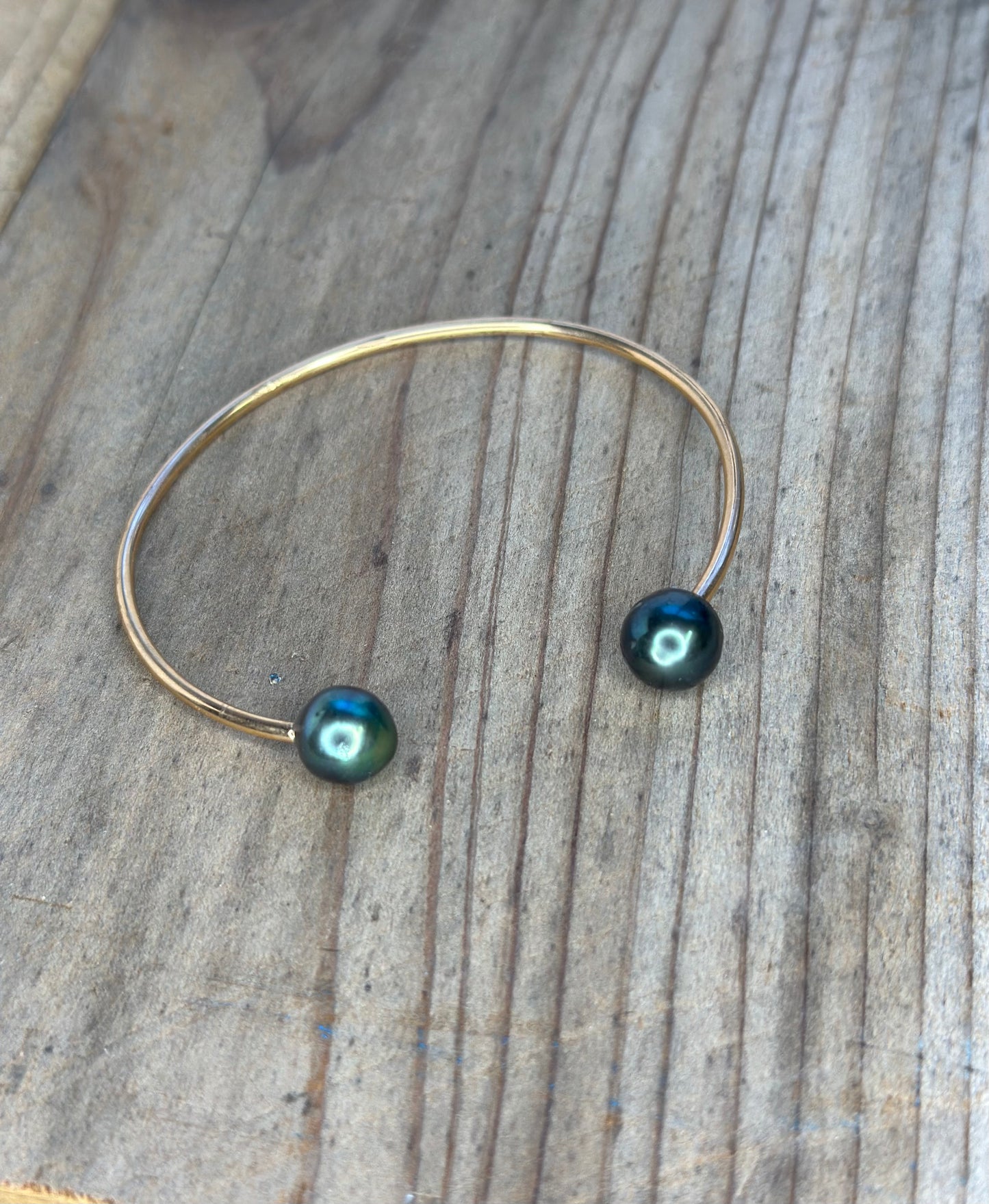 Twin Tides: Tahitian Pearl Duo Cuff Bracelet