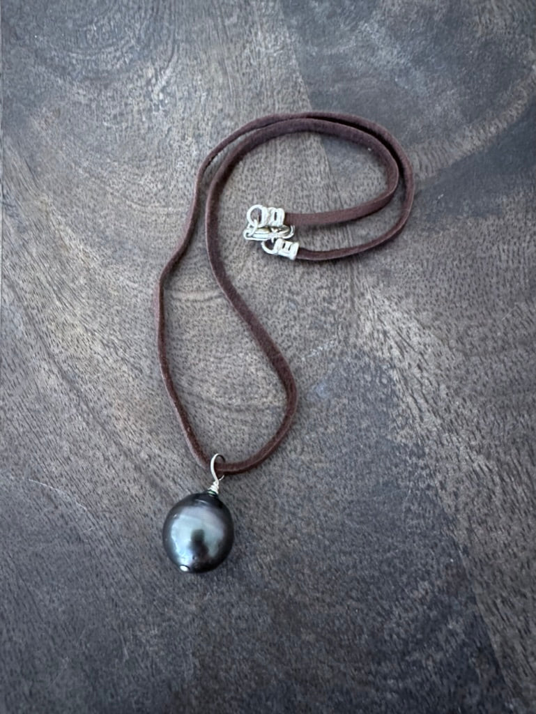 Tahitian Pearl Drop On Suede