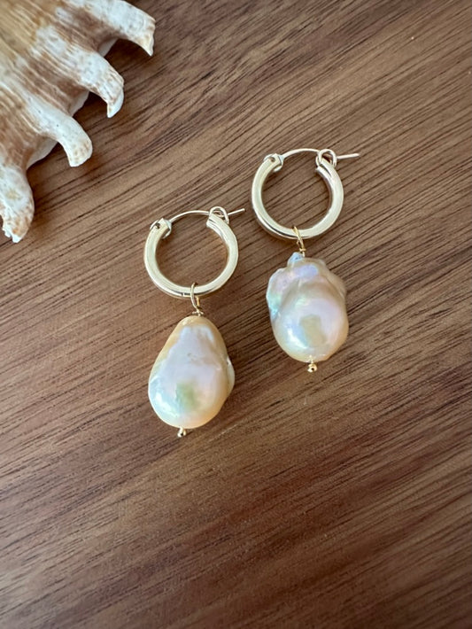 Natural Fireball Barroque Pearl Earrings