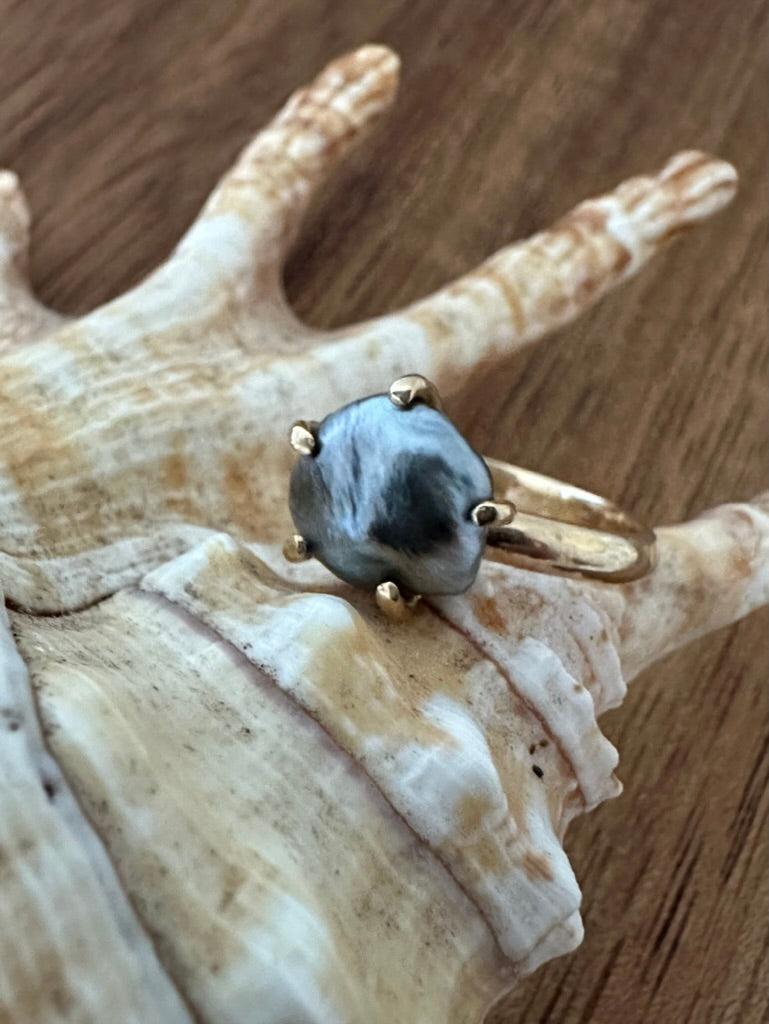 Legacy of the Sea: Kanaloa's Tahitian Keshi Pearl Ring