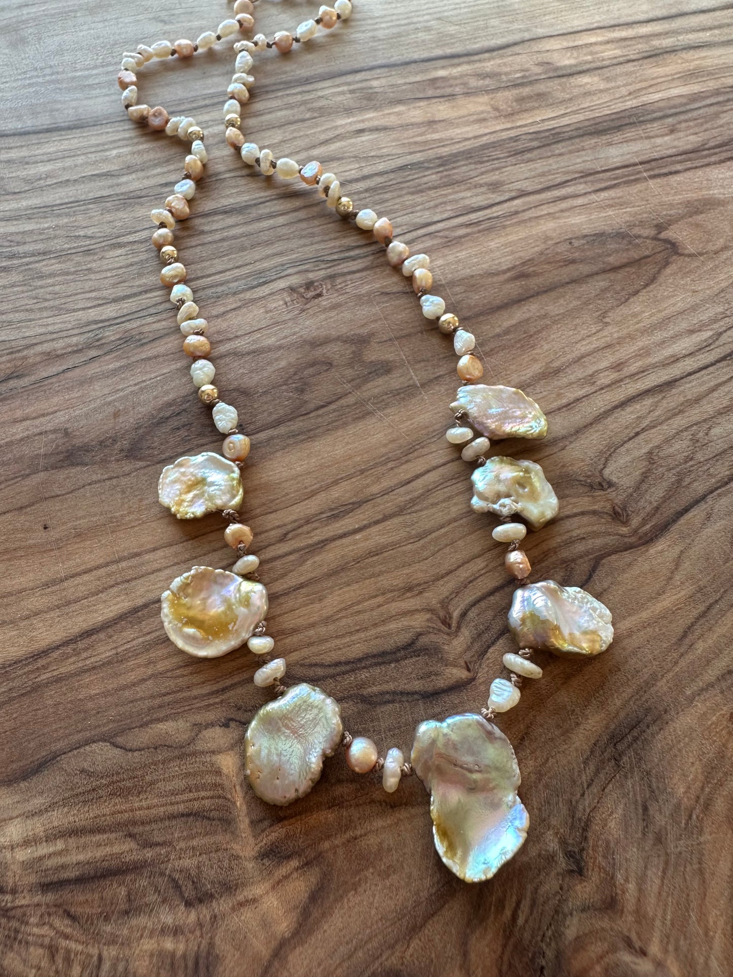 Rose Tide Keshi and Freshwater Pearl 19” Necklace
