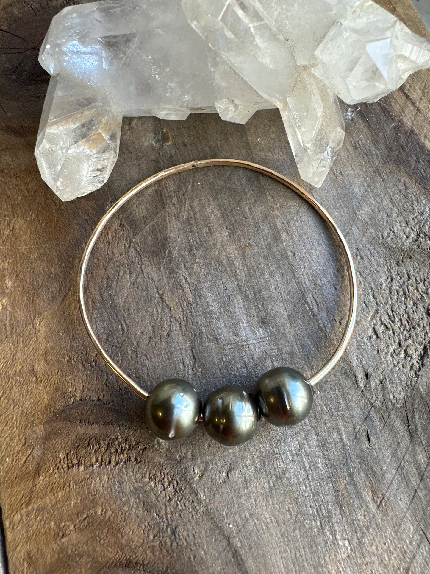 Triple Tahitian Pearl Bangle Yellow Gold