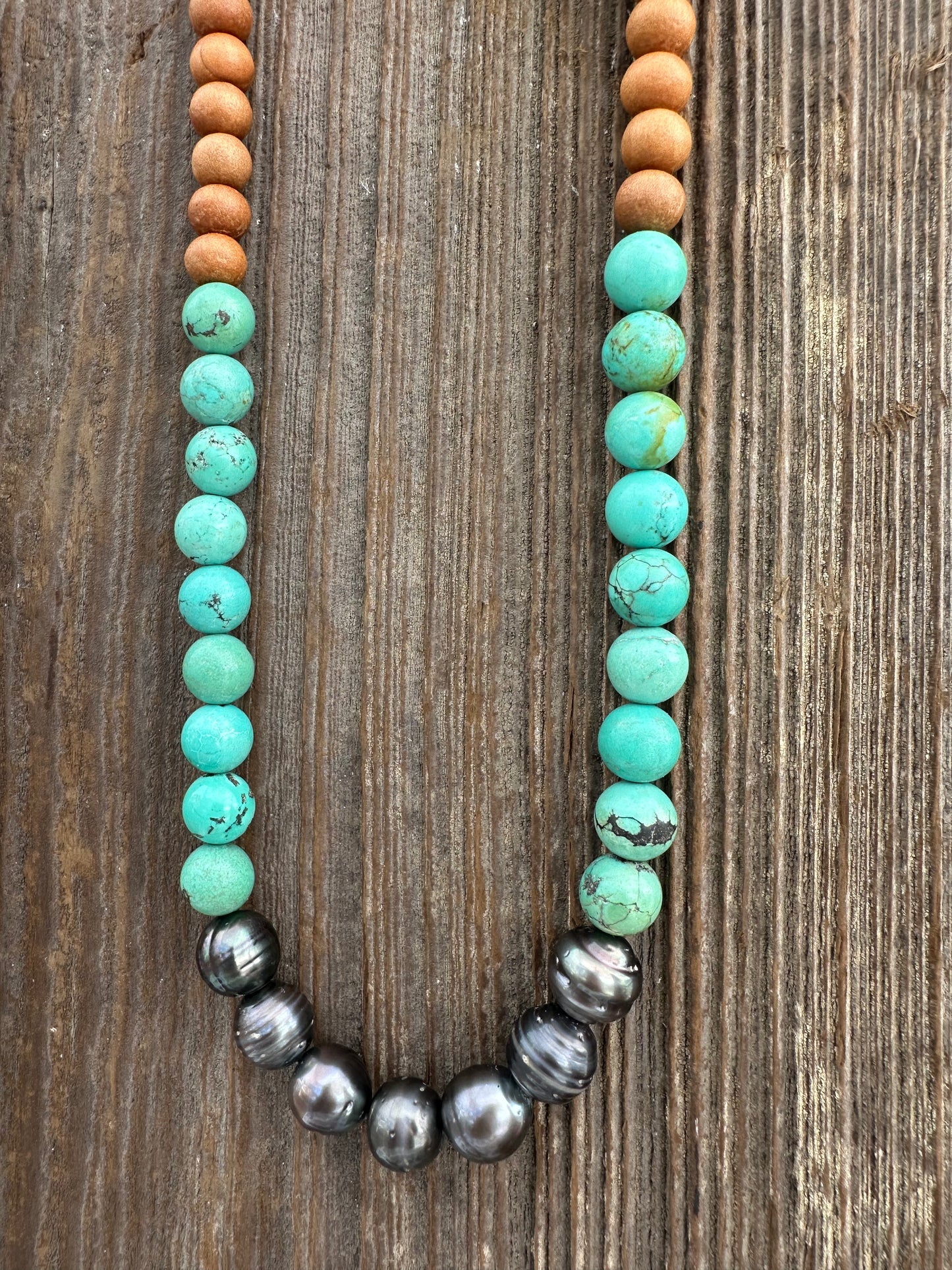 Turquoise Sacred Tide with 7 Tahitian Pearls