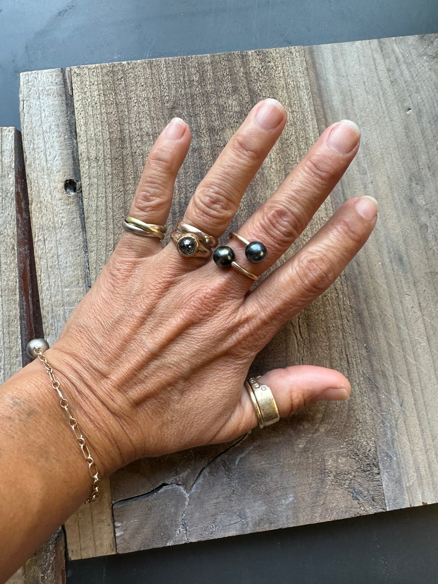 Double Tahitian Pearl 14K Gold Filled Ring