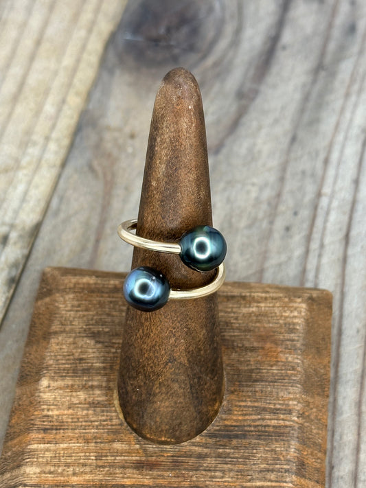 Double Tahitian Pearl 14K Gold Filled Ring