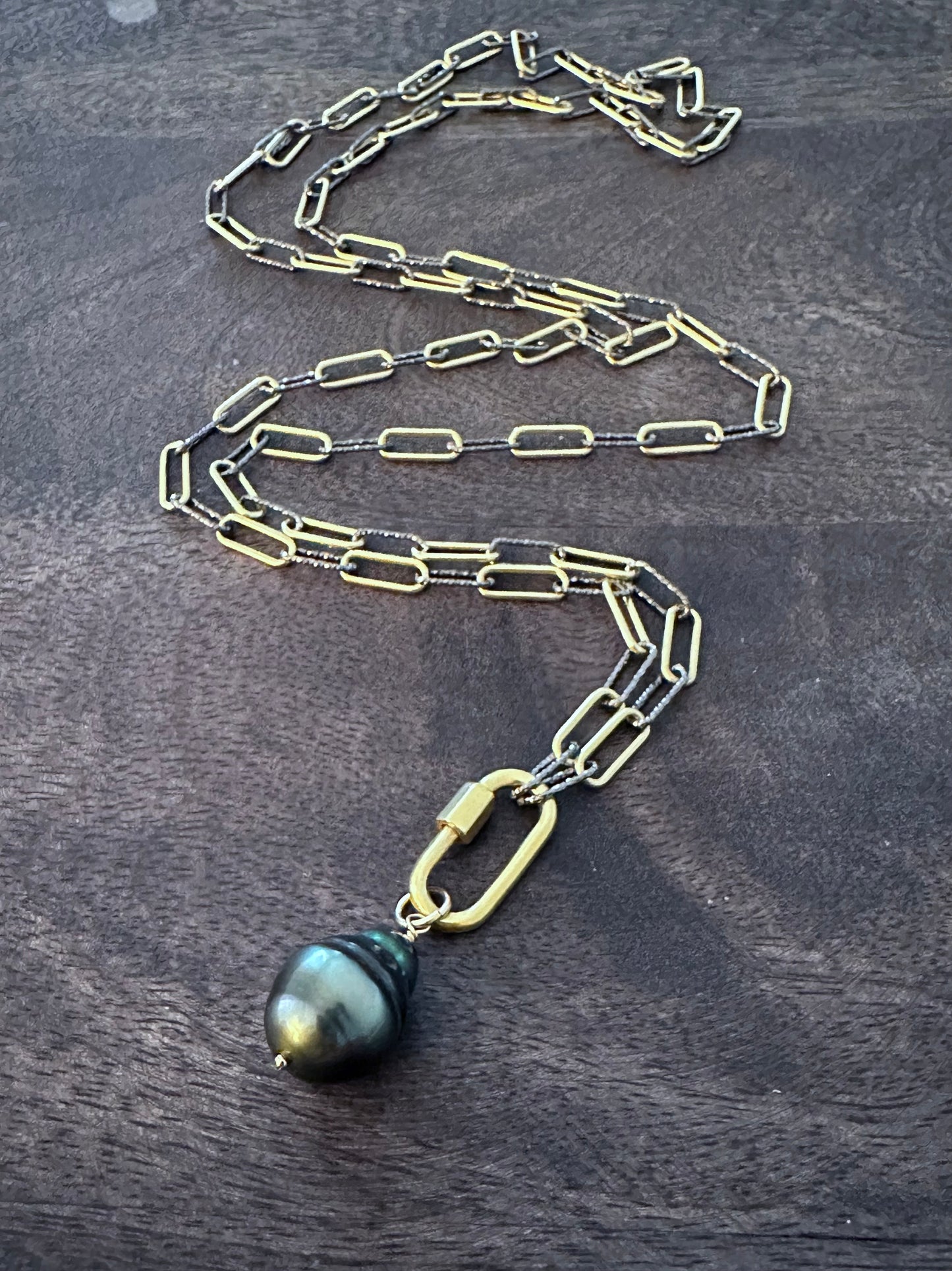 Rebels Reverie: The Alchemy Pearl: 28" Italian Chain With Tahitian Pearl