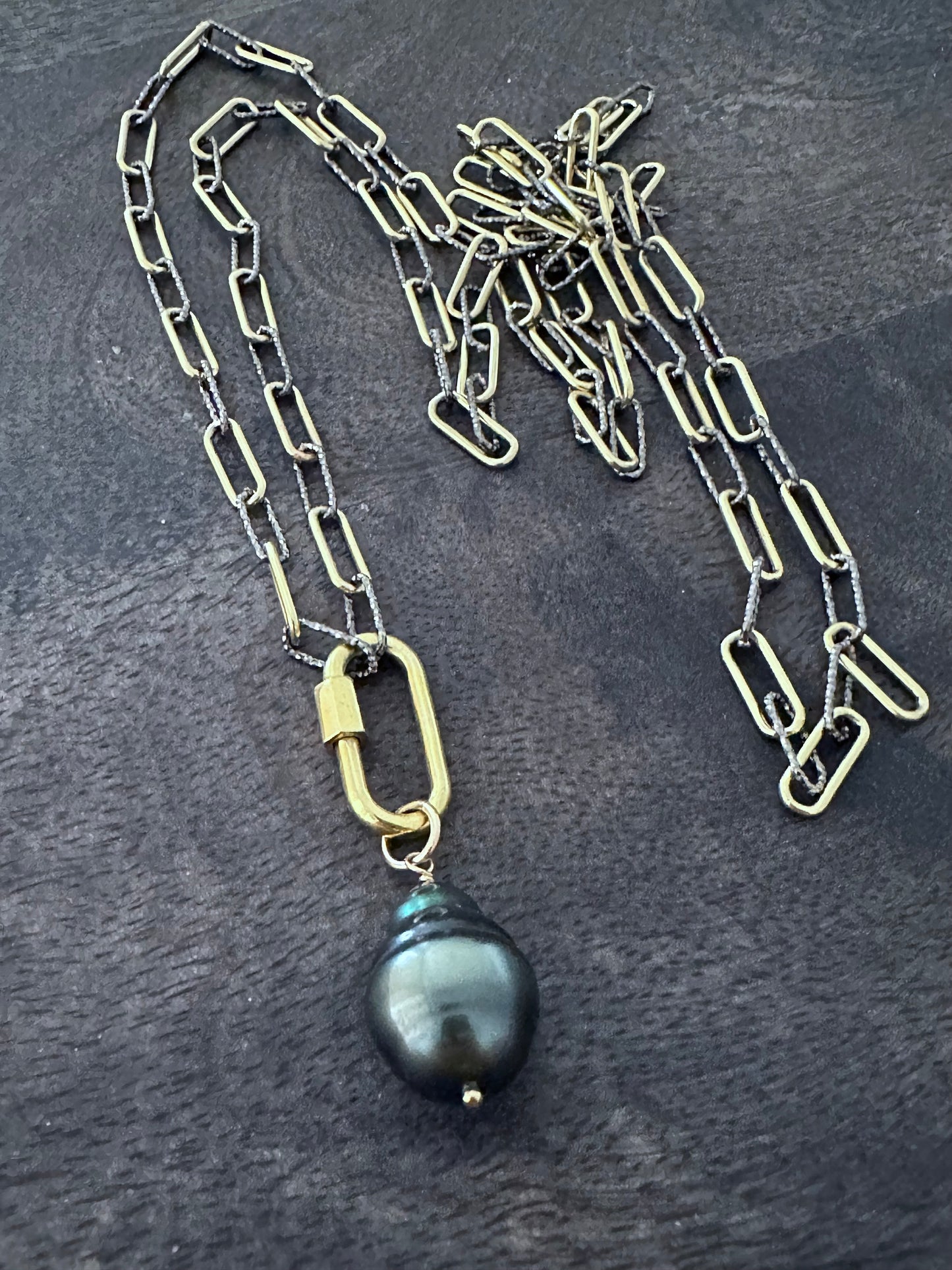 Rebels Reverie: The Alchemy Pearl: 28" Italian Chain With Tahitian Pearl