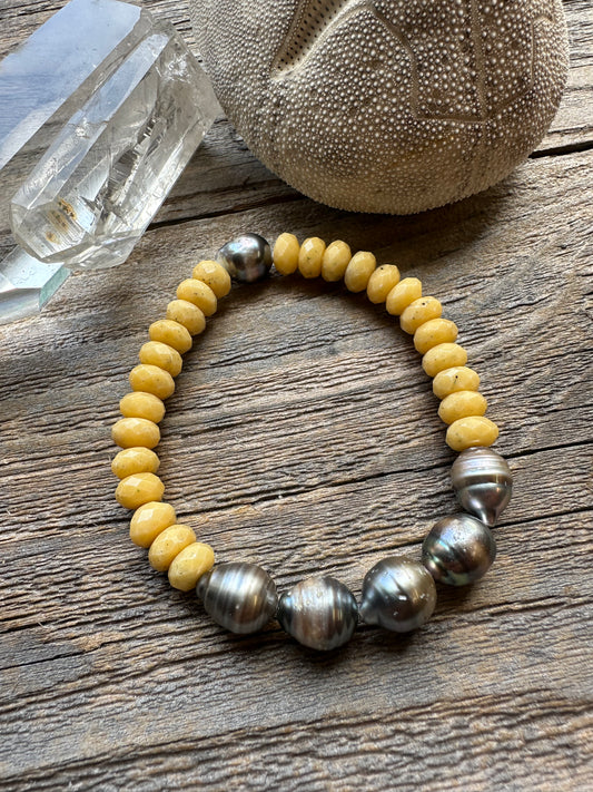 Golden Drift Prehnite 7.5" Bracelet