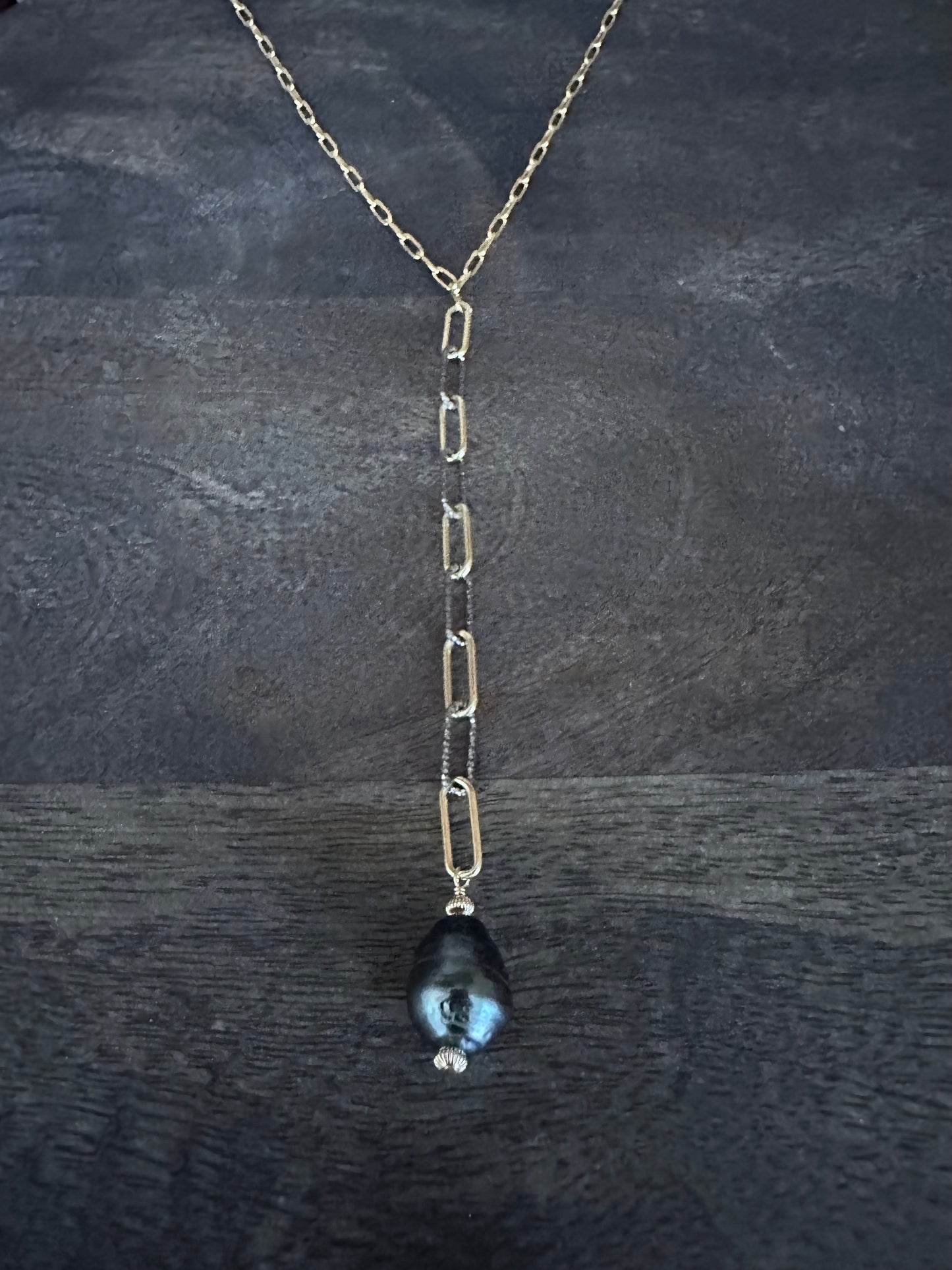 Alchemy Cascade: Long Drop Tahitian Pearl Necklace