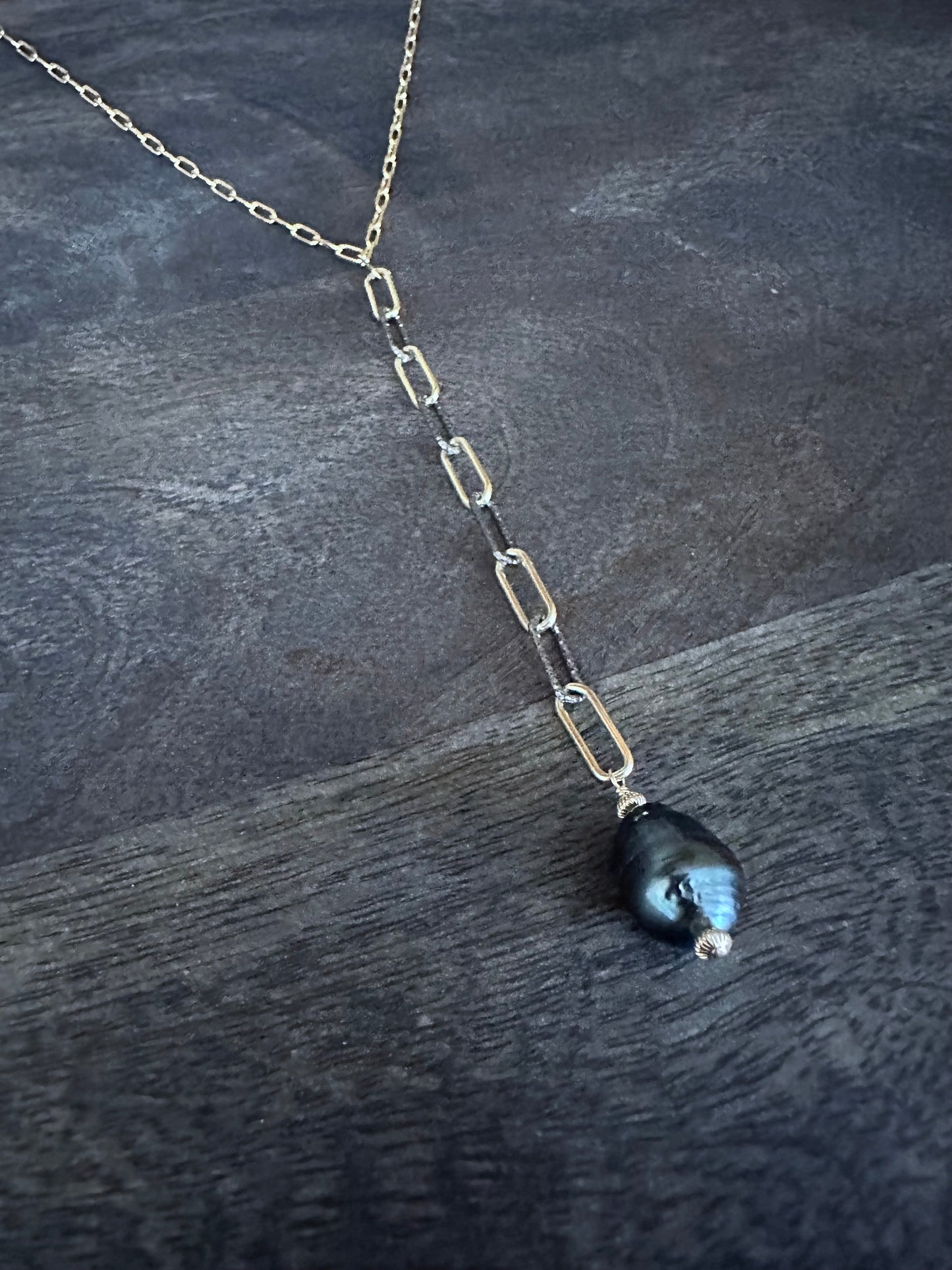 Alchemy Cascade: Long Drop Tahitian Pearl Necklace