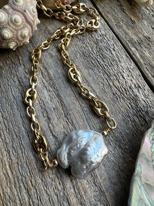 Riviera Cloud Pearl Gold Overlay 23" Necklace