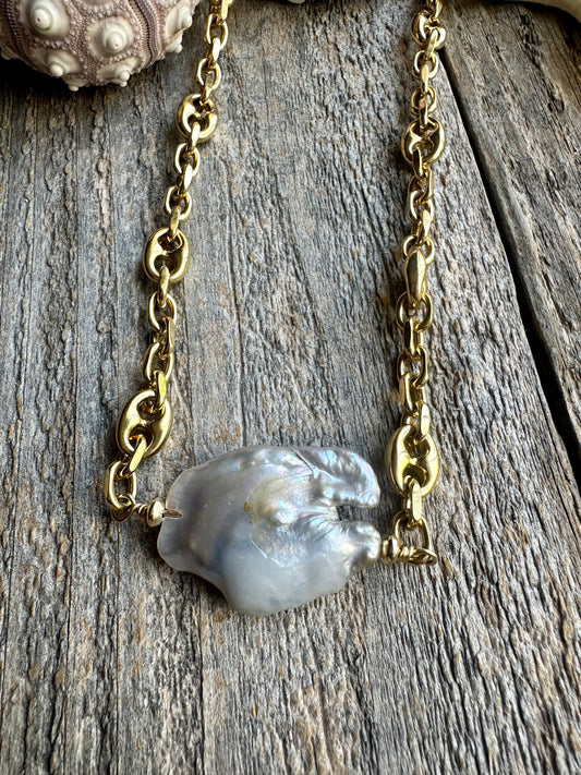 Riviera Cloud Pearl Gold Overlay 20" Necklace