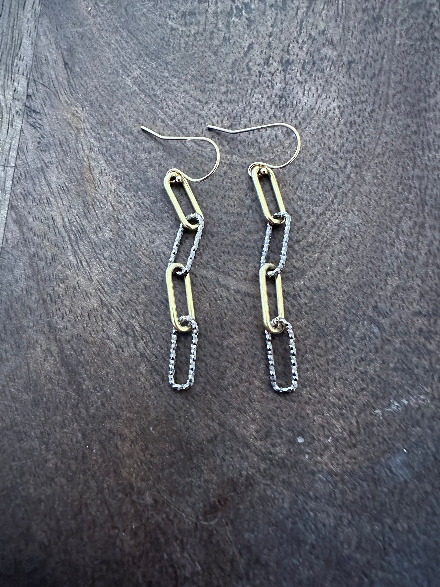 Alchemy's Harmony: Mixed Metal Italian Chain Earrings