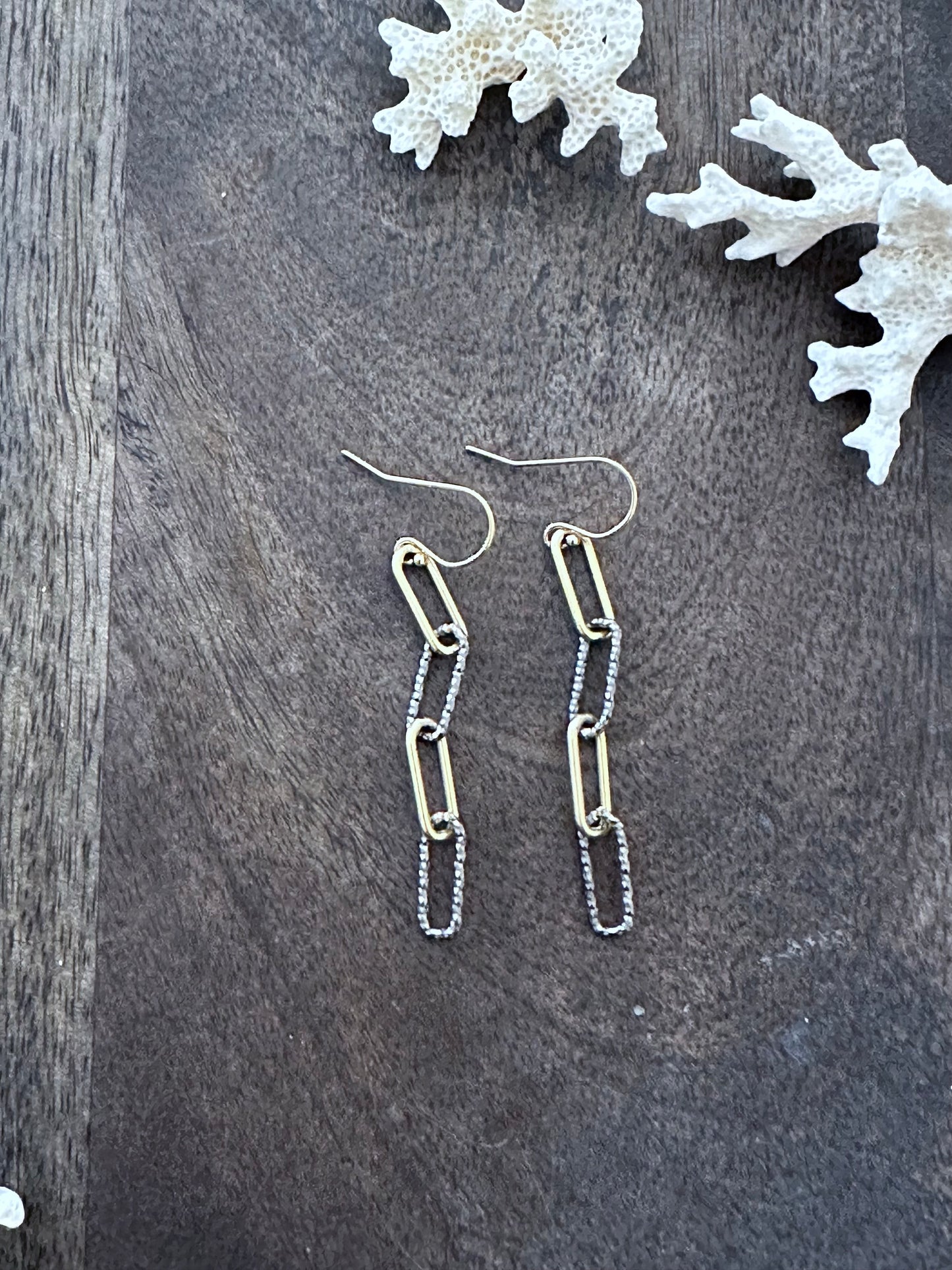 Alchemy's Harmony: Mixed Metal Italian Chain Earrings