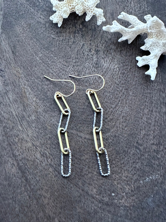 Alchemy's Harmony: Mixed Metal Italian Chain Earrings