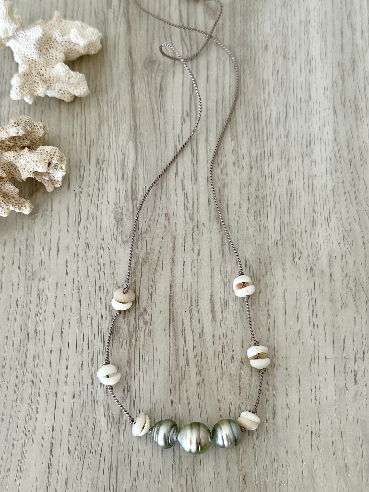 Royal Hawaiian Treasure: Puka Shell and Tahitian Silk Necklace