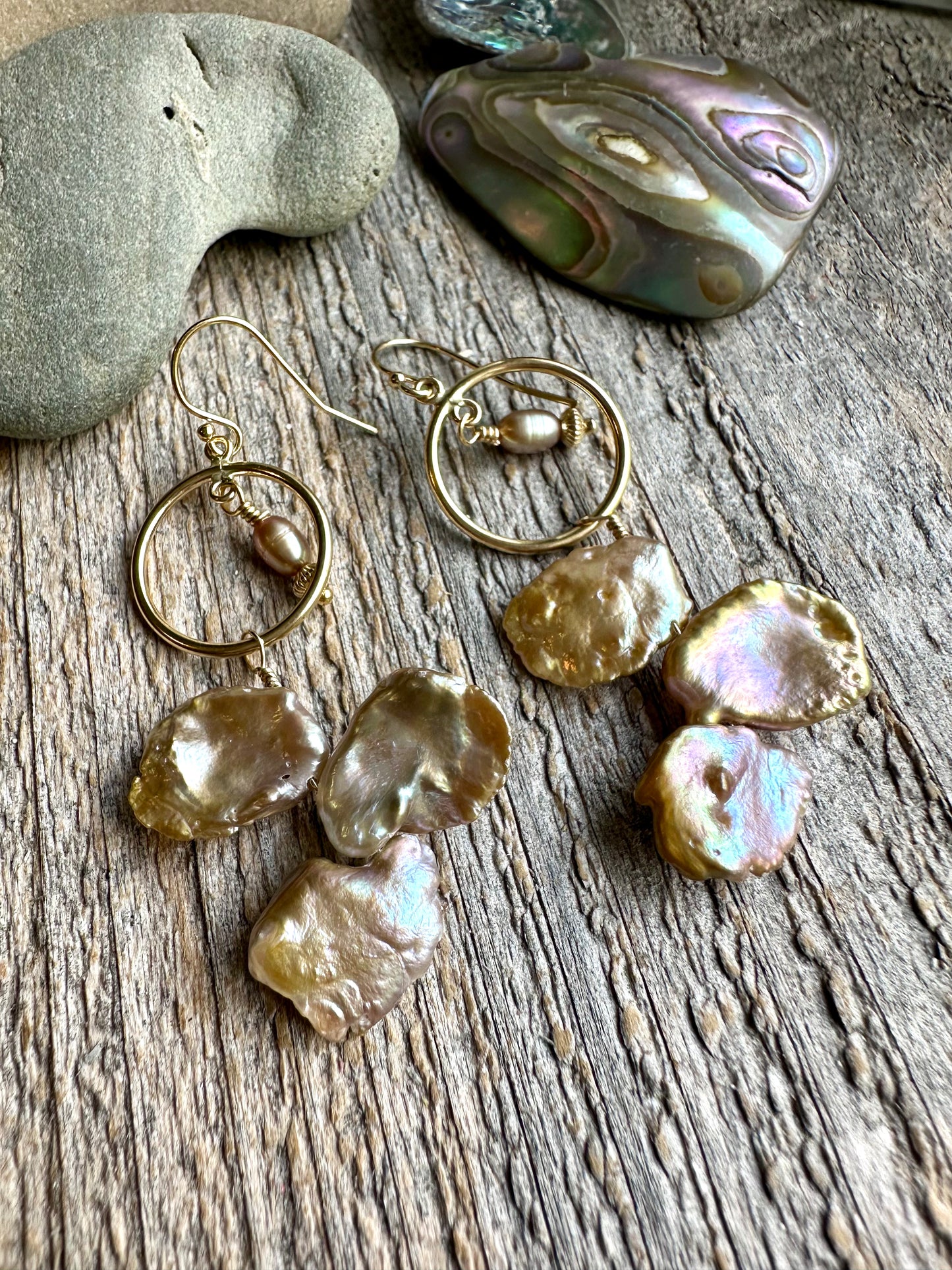 Petal Cascade Keshi Pearl Earrings