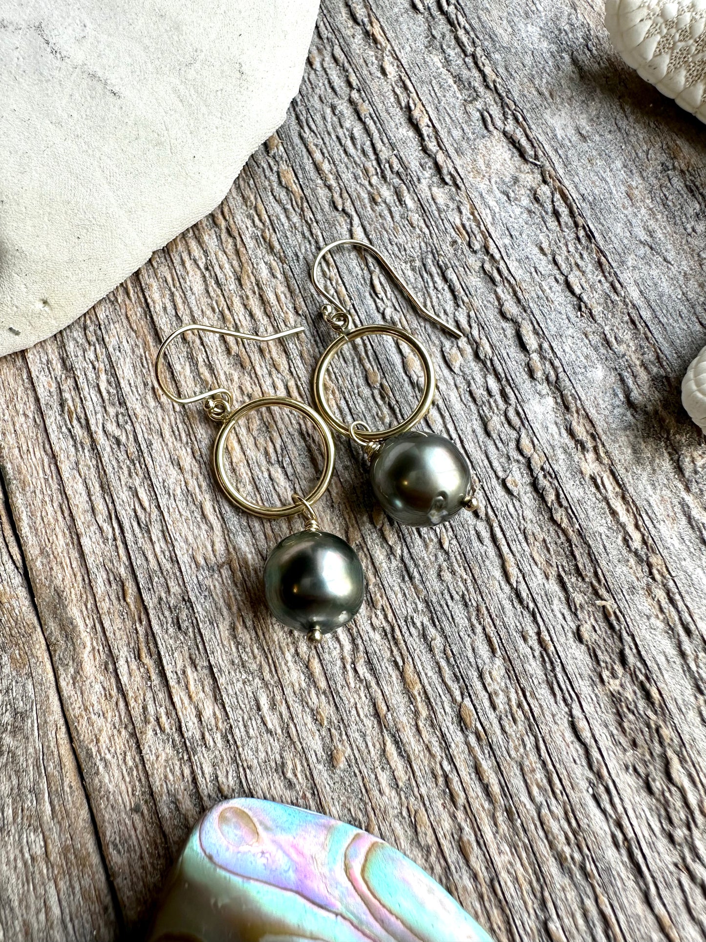 Sunset Drop Tahitian Pearl Earrings