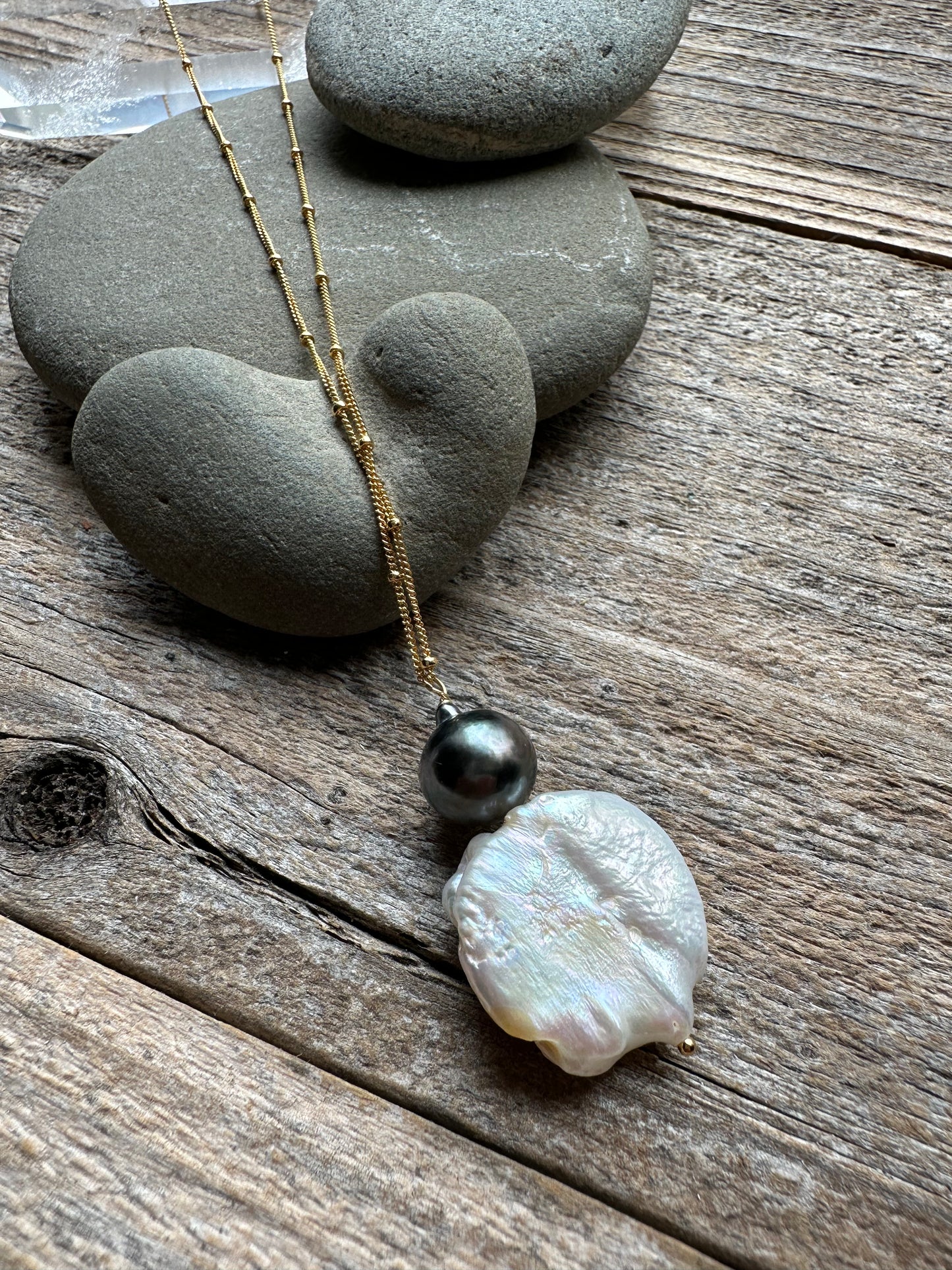 Sky Tide Cloud and Tahitian Pearl Necklace