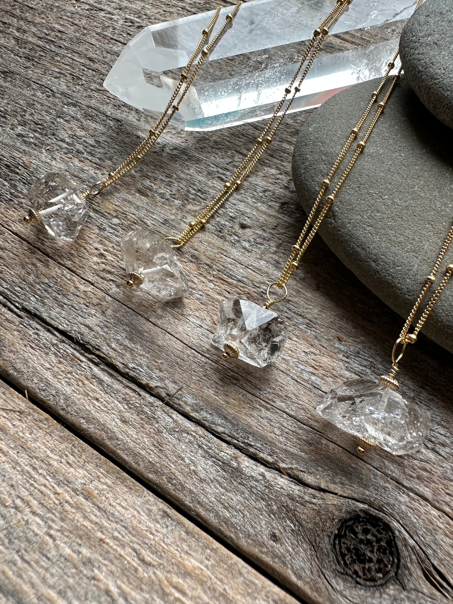 Clarity Star Herkimer Diamond Satelite Chain Necklace 24"