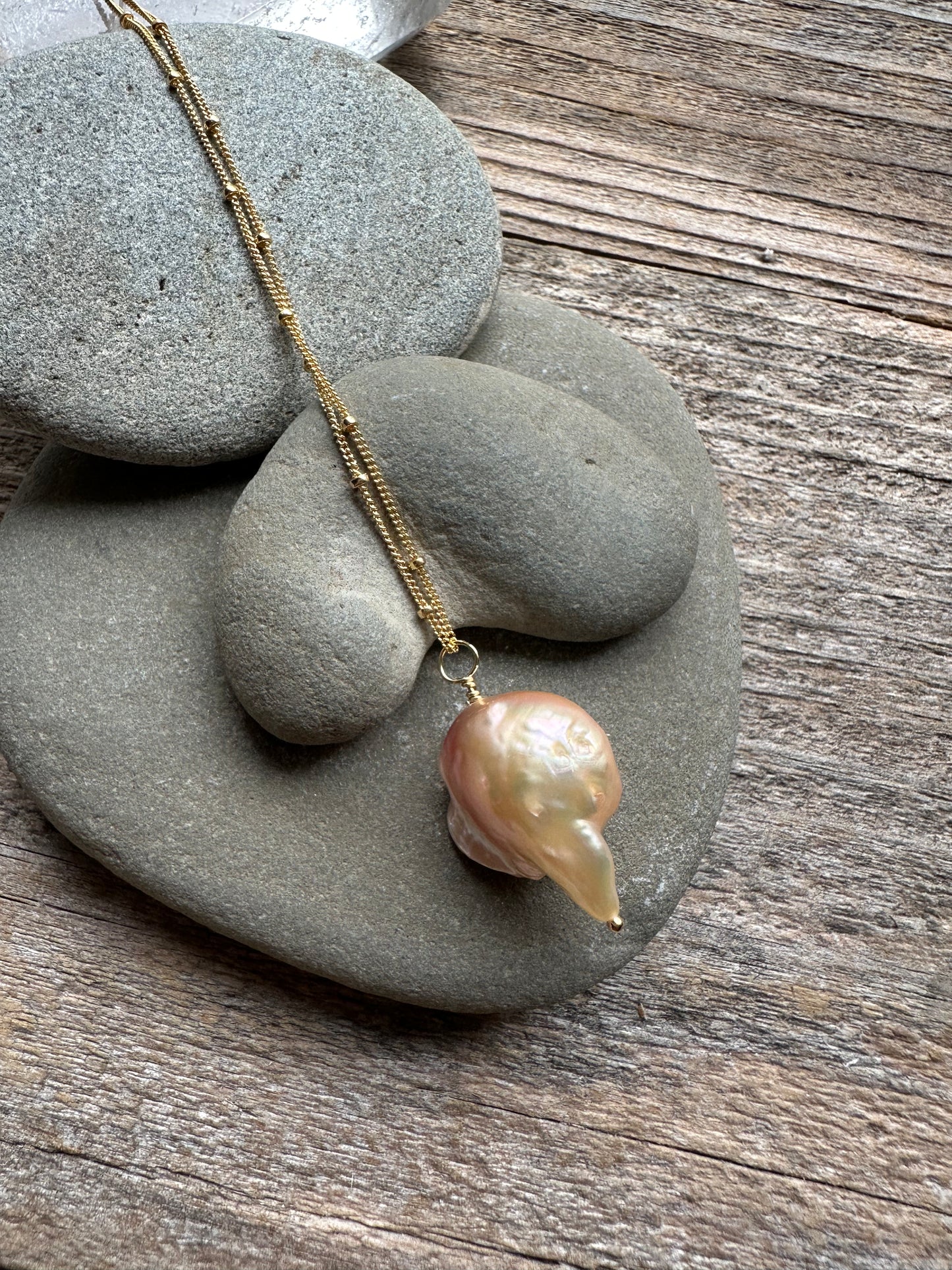 Golden Fireball Pearl Necklace