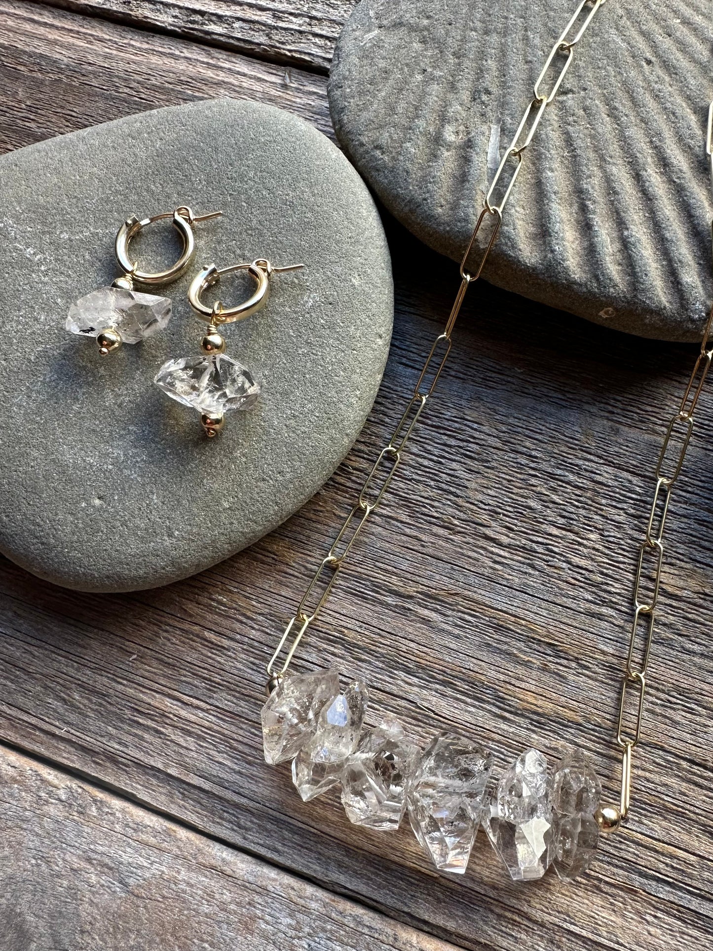 Clarity Herkimer Diamond Huggie Earrings