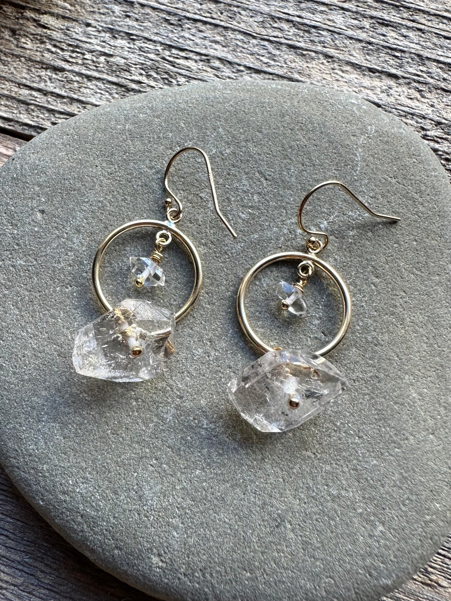 Clarity Herkimer Diamond Circle Earrings