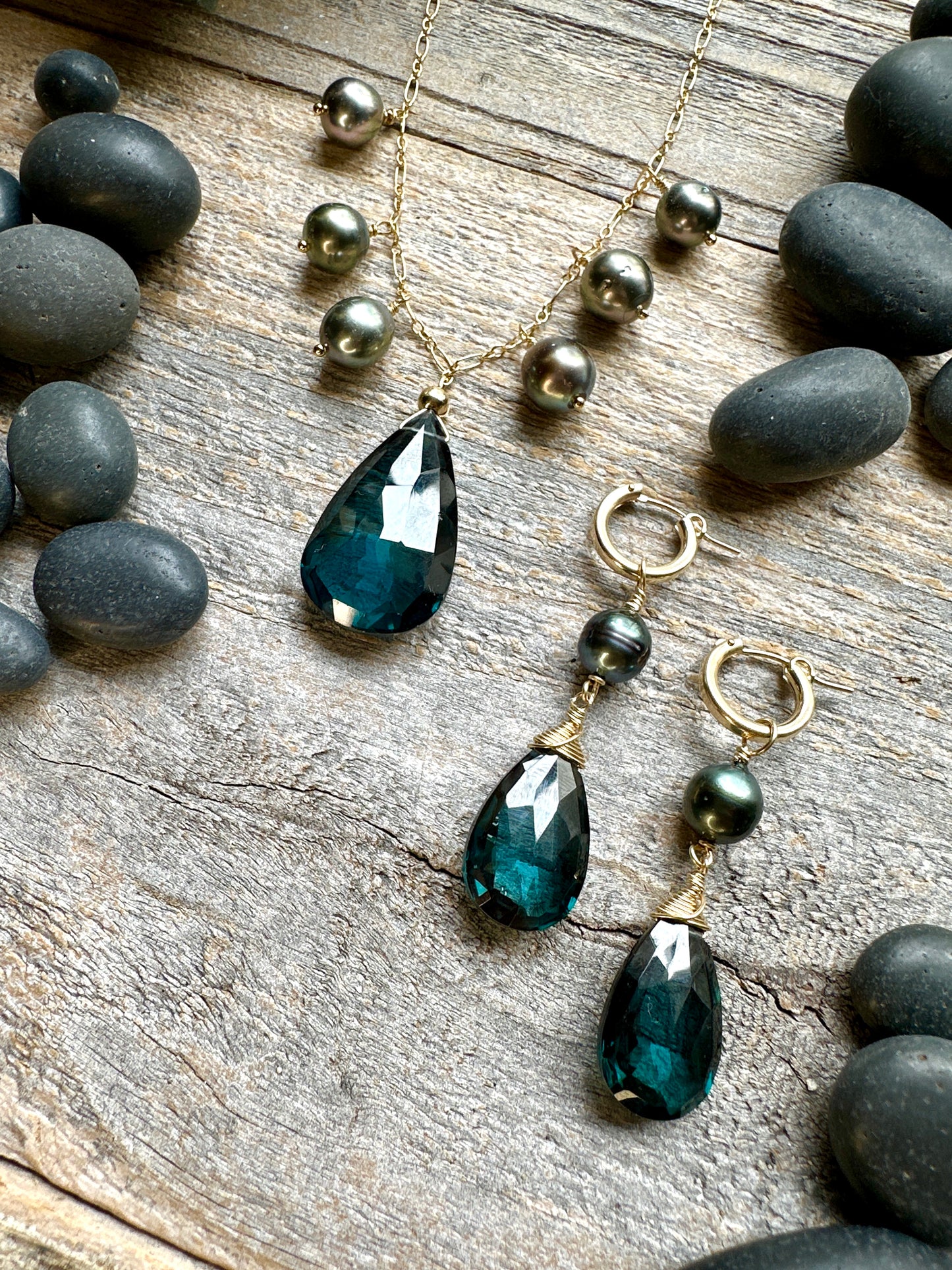 Abyssal Tide: Orbit Necklace 2 - Dark Midnight London Blue Topaz