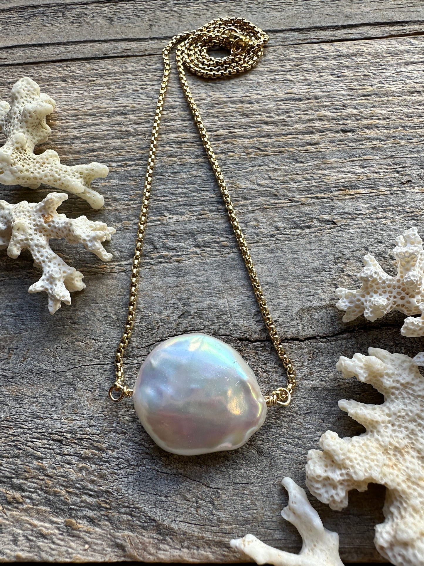Moon Pearl Shore Bar 24" Necklace