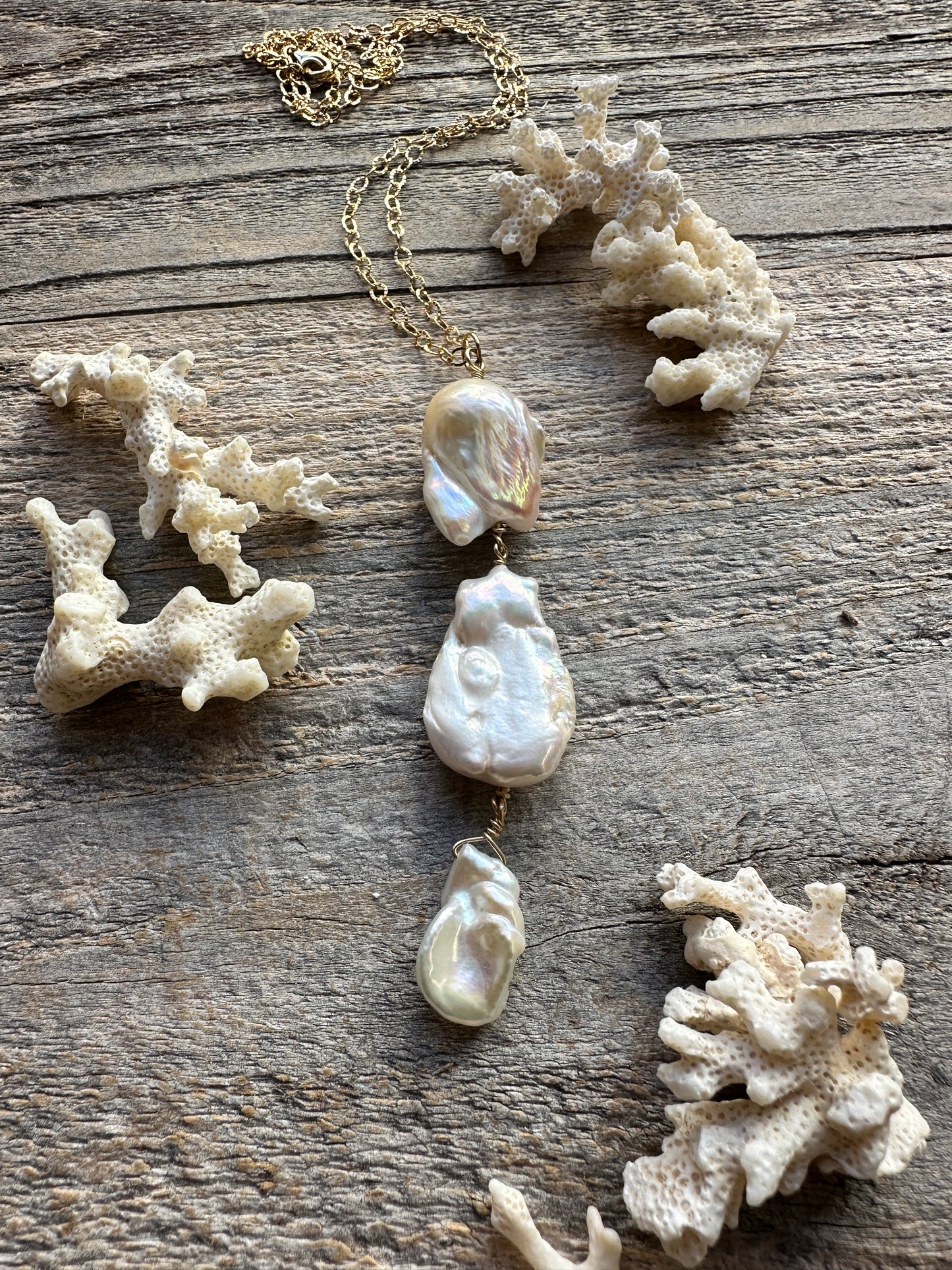Baroque Pearl Cascade 19" Necklace with 2" Extender