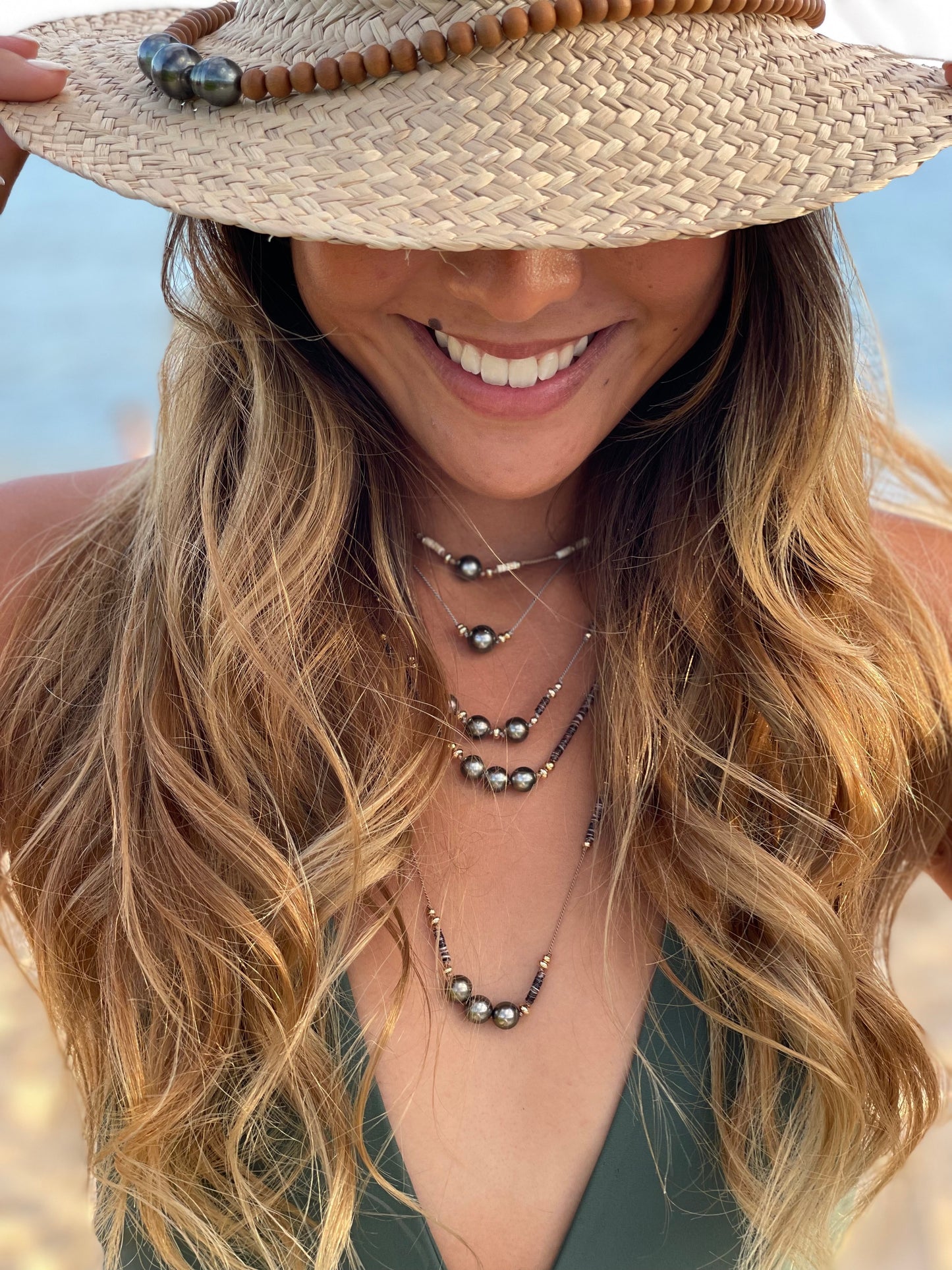 Mystic Sands: Tahitian Pearl & Purple Heishi Shell Necklace