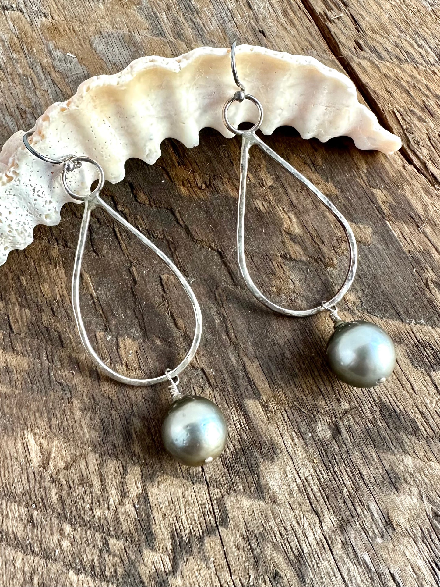 Swaying Shores: Teardrop Tahitian Pearl Earrings
