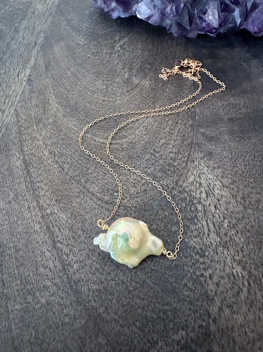 Radiant Rebellion: Fireball Baroque Pearl Necklace