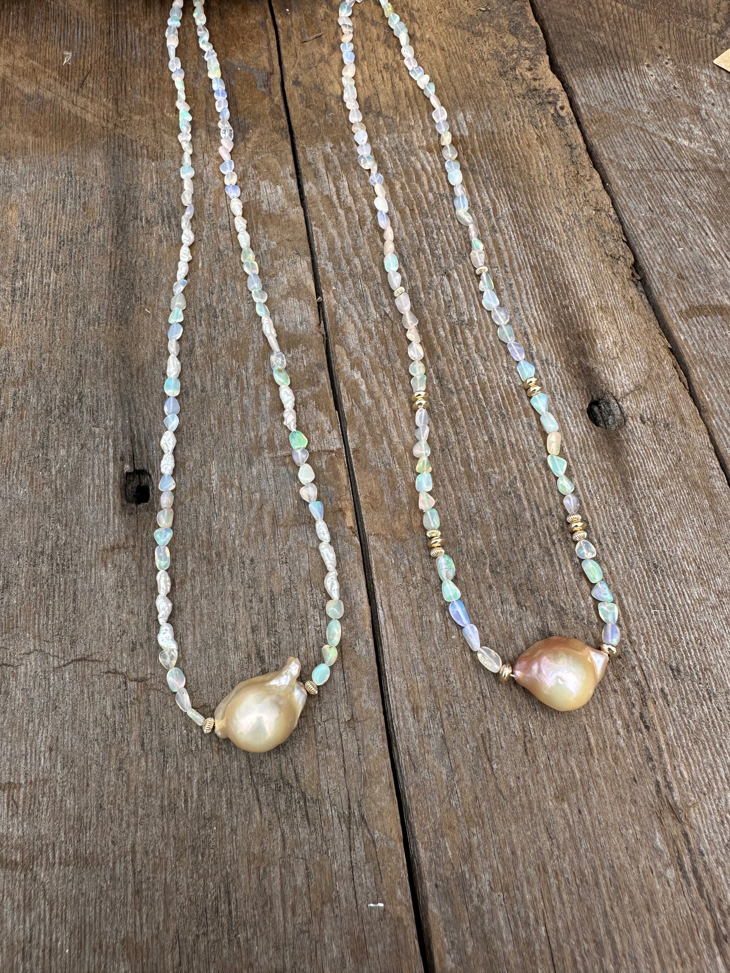 Opal and Fireball Baroque Pearl Necklace