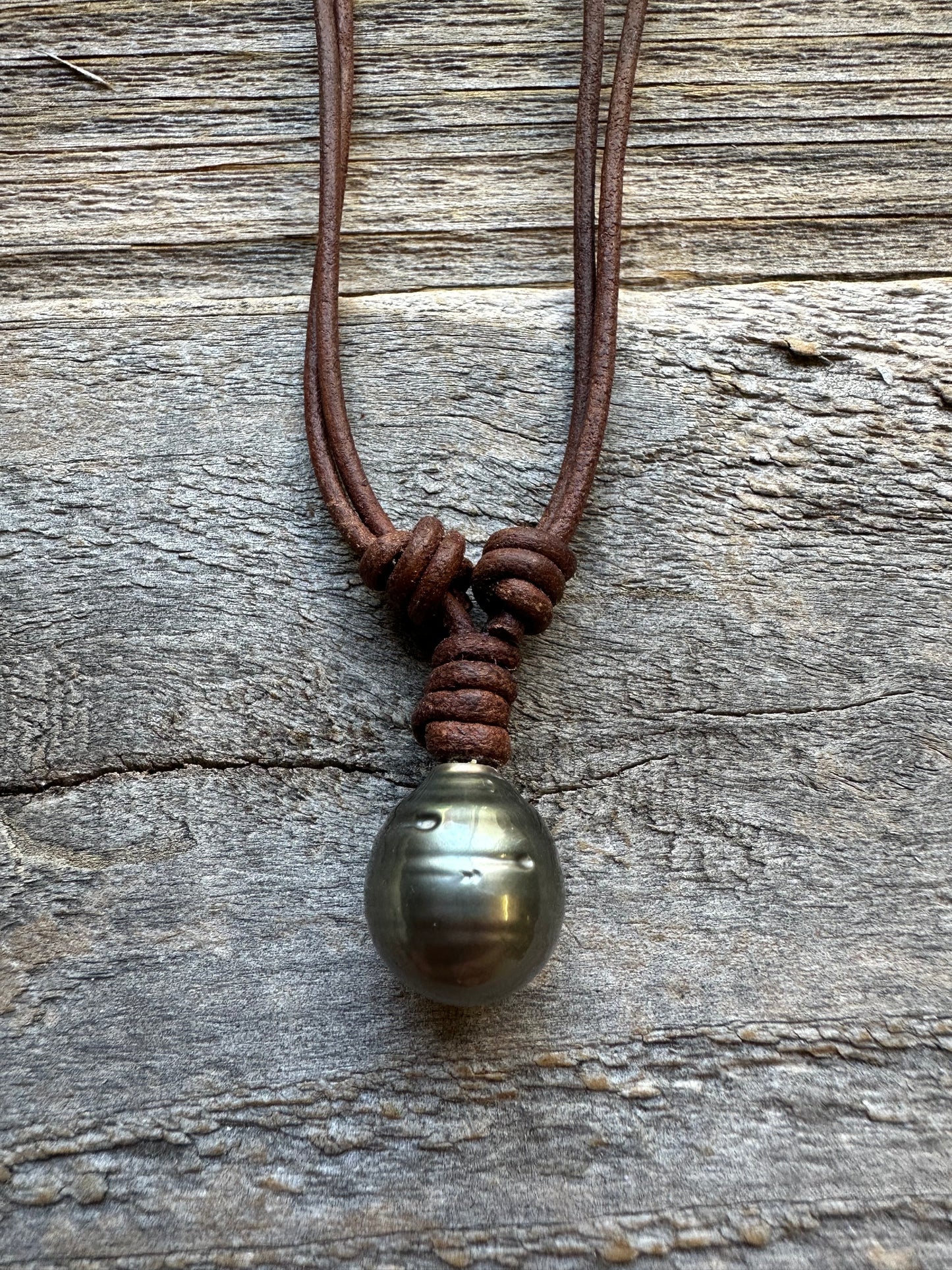 Salt and Saddle Tahitian Pearl Leather Necklace