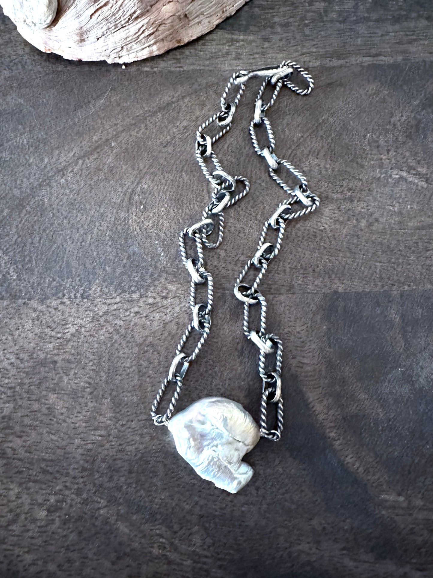 Navajo Sky: Cloud Pearl Sterling Silver Necklace