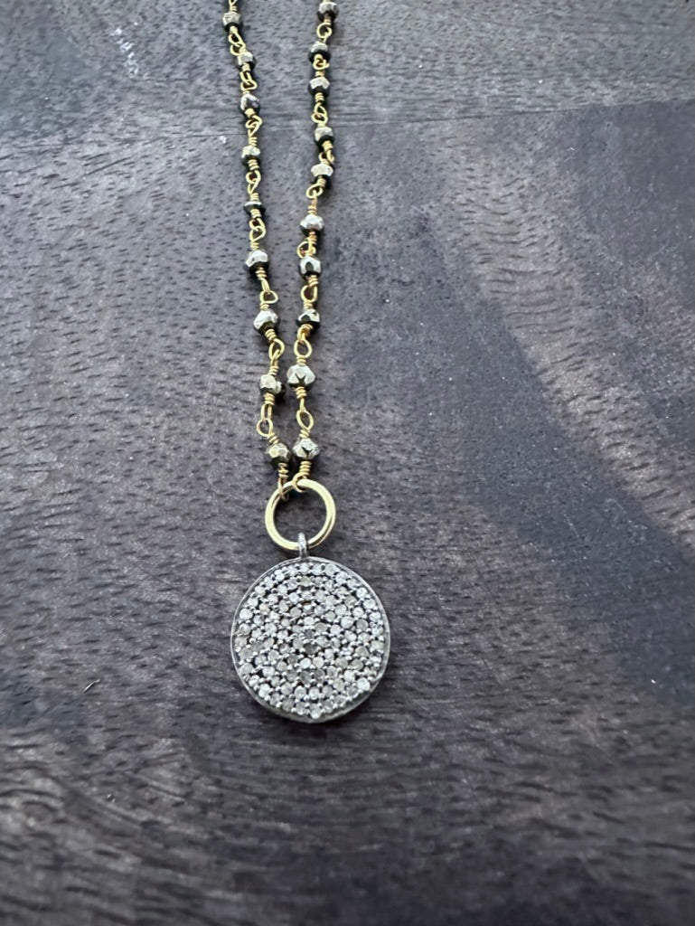 Transformative Brilliance: Diamond Pendant and Pyrite Necklace