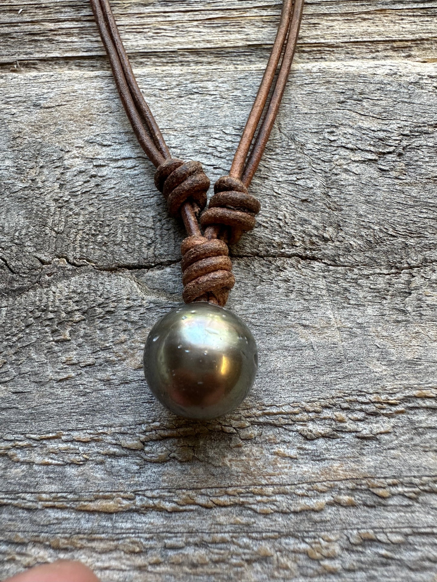 Salt and Saddle Tahitian Pearl Leather Necklace