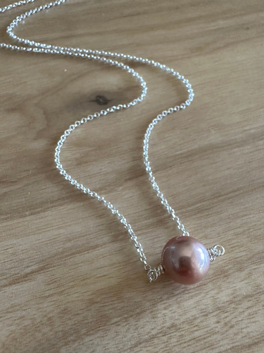 Blush Radiance: Single Edison Pink Pearl Necklace