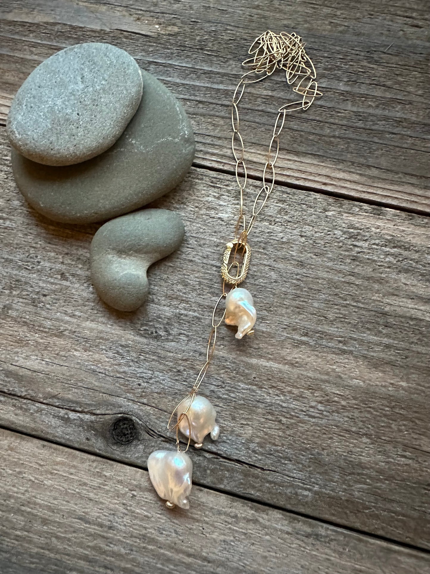 White Fire 28” Gold Filled White Fireball Lariat