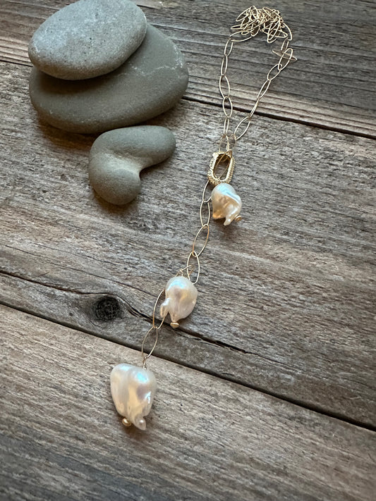 White Fire 28” Gold Filled White Fireball Lariat