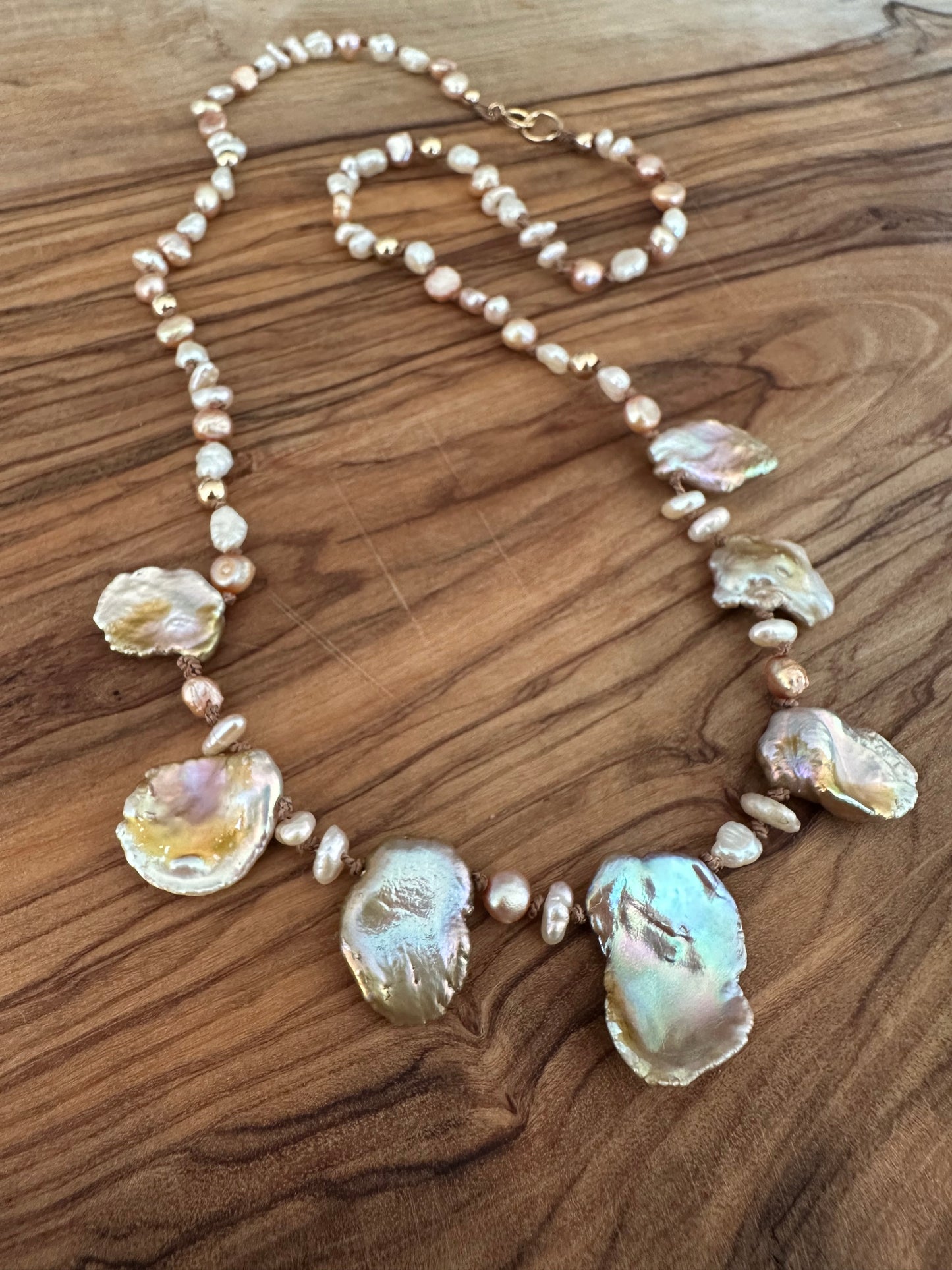 Rose Tide Keshi and Freshwater Pearl 19” Necklace