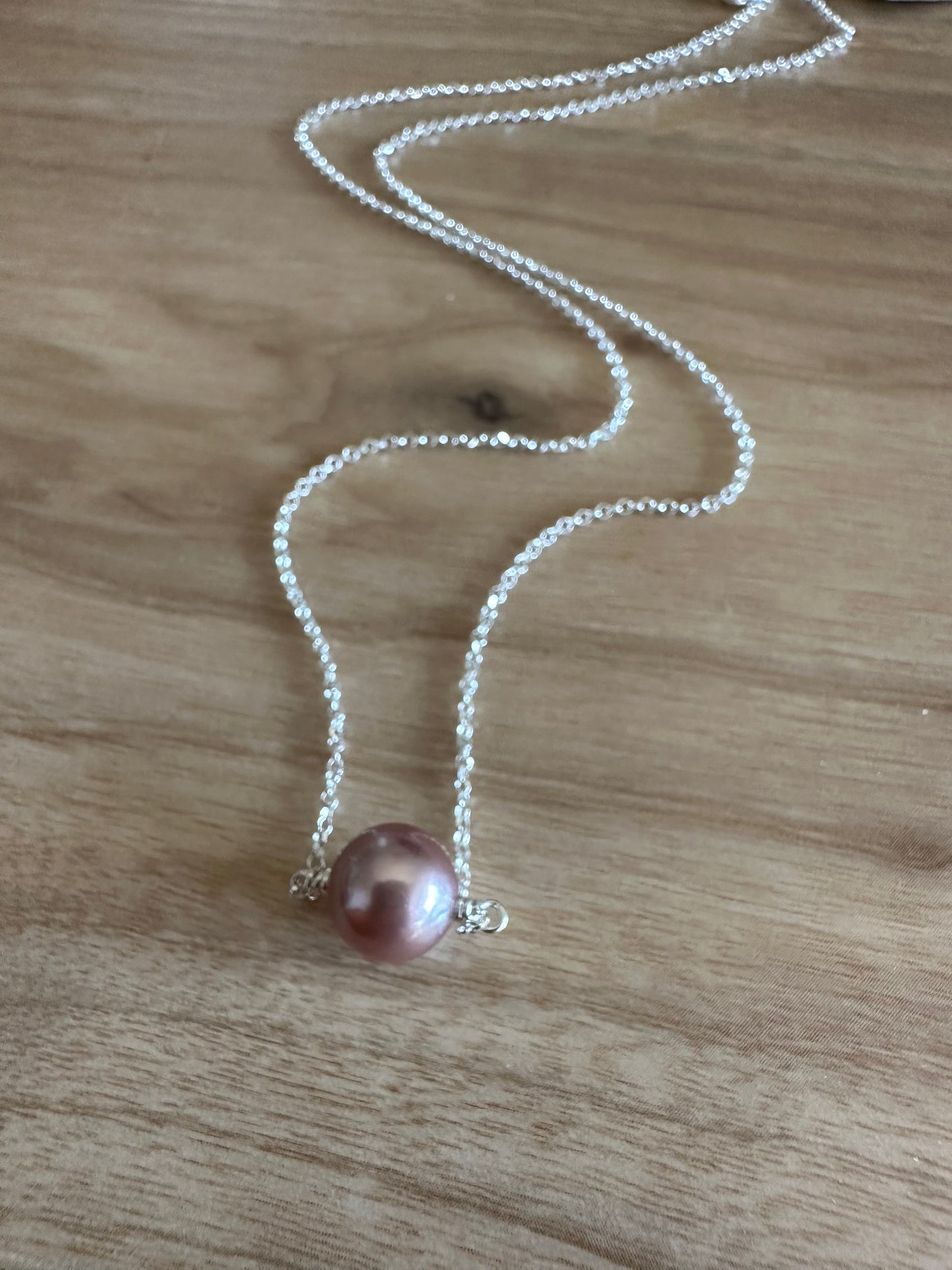 Blush Radiance: Single Edison Pink Pearl Necklace